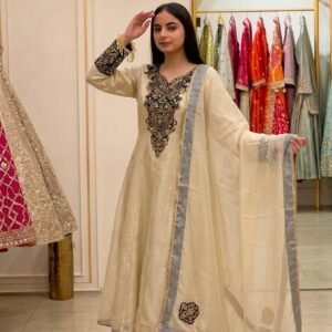 Designer Heavy Soft Organza Embroidered Sequin Work Gown Set