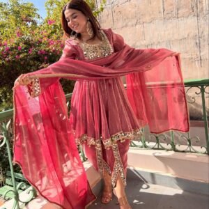 Designer Fandy Silk Real Mirror Work 3-Piece Dhotipant Set