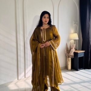 Designer Party Wear Anarkali Gown with Palazzo Pant & Dupatta